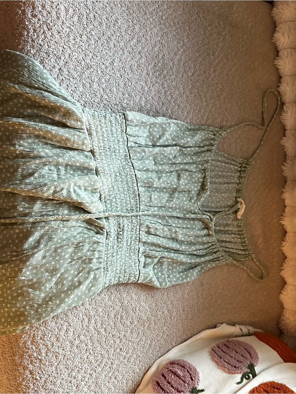 PacSun Sage Green Polka Dot Smocked Mini Dress